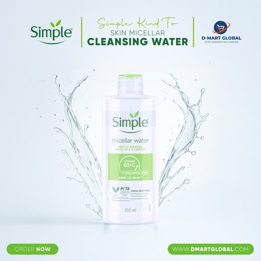 <h2><strong style="color: rgb(73, 69, 79);">Simple Kind To Skin Micellar Cleansing Water </strong><strong style="color: rgb(107, 114, 128);">200ml</strong></h2><p><br></p>